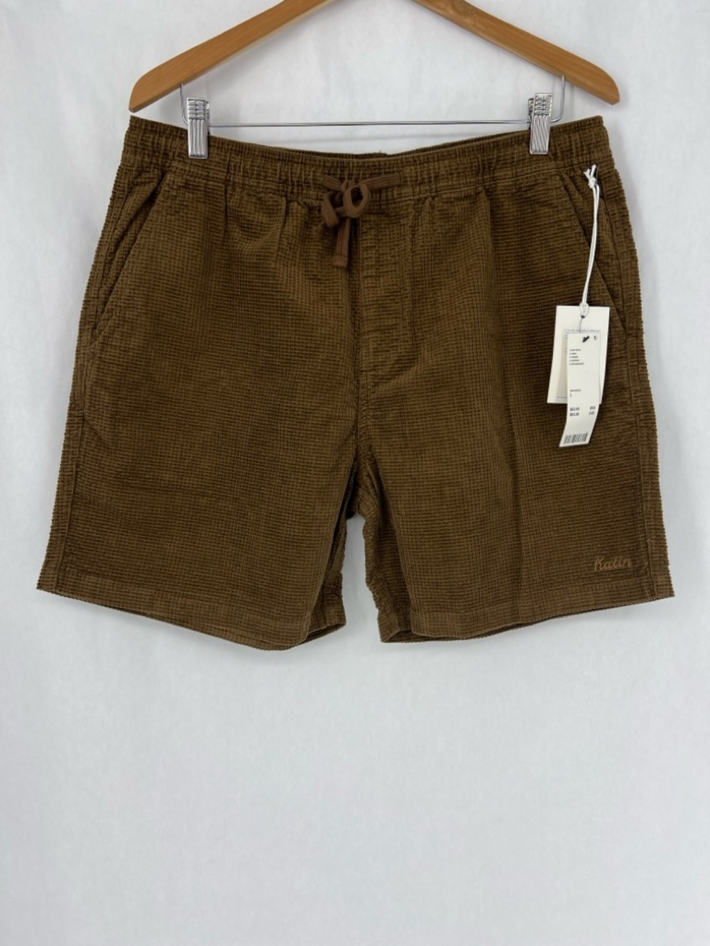 NWT Katin Brown Waffle-Texture Drawstring Shorts